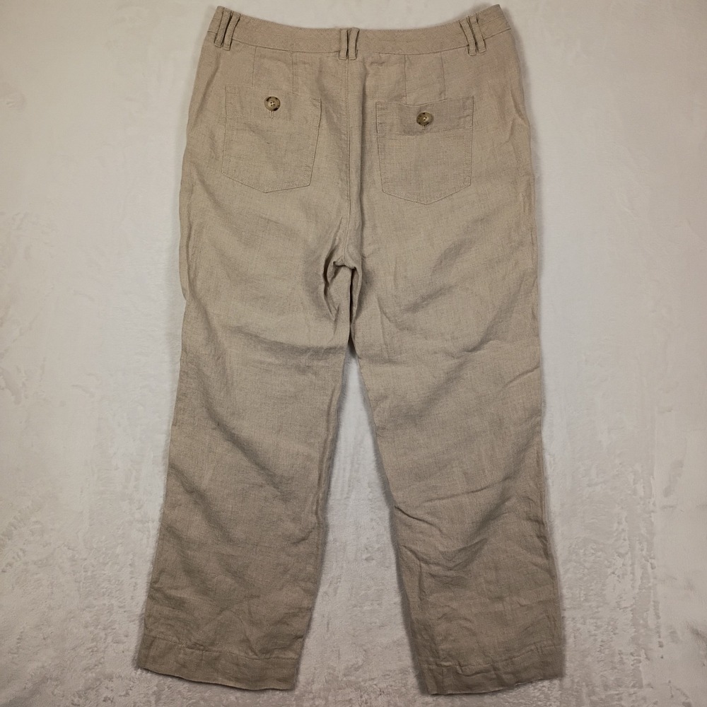 Old Navy Wide Leg Pants Womens XL Tan High Rise Linen Blend Comfort Waistband